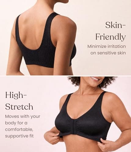 Carole Martin Full-Freedom Comfort Bra Wireless Front Closure Style 7218 - Black 42 — view 2