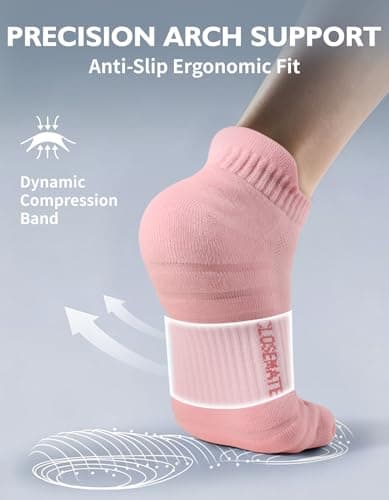 CLOSEMATE Athletic Running Ankle Socks for Men & Women Cushioned Breathable Low Cut Tab Socks with Arch Support 6 Pairs(2BlushPink 2Lavender 2MintGreen,M) — view 4