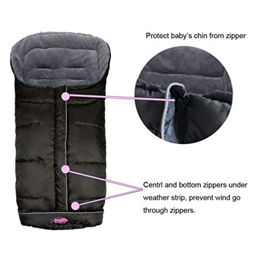 Cozy Toe Stroller Bunting Bag,Soft Coral Fleece Lining,Weather Proof Universal Footmuff Adaptable for Strollers Joggers Pushchair