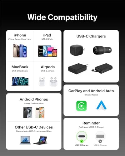 Belkin USB C to USB C Cable 2-Pack, 6.6ft, 60W - Type C Charger, iPhone Charger Cord, Soft, Braided, Flexible for iPhone 17, Galaxy S26, Pixel 10, Airpods, iPad Pro & More, Travel Essentials - Black — view 4