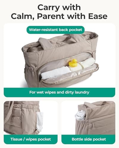 BAGSMART Diaper Bag Tote for Baby, Hospital Bag for Labor Delivery, Large Mommy Bag with Portable Changing Pad Pacifier Case for Travel Weekender Work — view 2