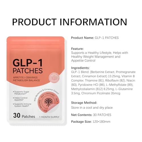 GLP-1 Transdermal Skin Patches, 30 Count One Month Supply