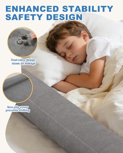Oiomniv Inflatable Bed Rail Guards for Toddlers (1 Pack) – Portable Bed Safety Rails for Toddler Sleep, Non-Slip Inflatable Bed Guard, Fits Twin, Full, Queen & King Size Beds — view 2
