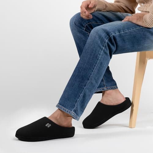 RockDove Men's Original Two-Tone Memory Foam Slipper, Size 9-10 US Men, Black/Grey