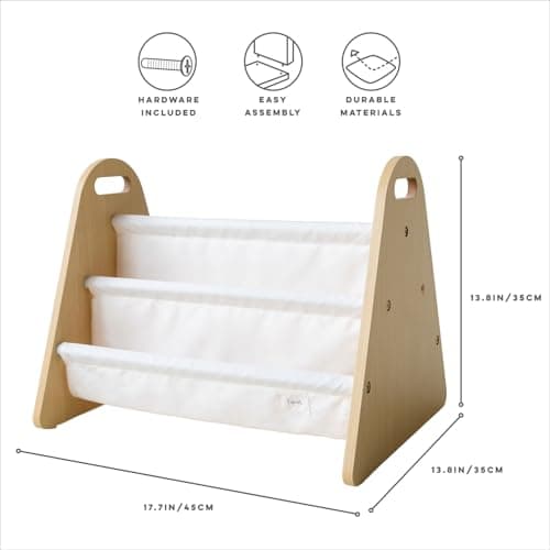 3 Sprouts Double-Sided Kids Portable Toddler Bookshelf, Cream — view 2