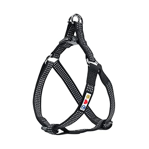 Pawtitas Reflective Step-in Dog Harness – Adjustable No-Pull Vest for Puppies to Seniors, Safe & Comfortable, S Black