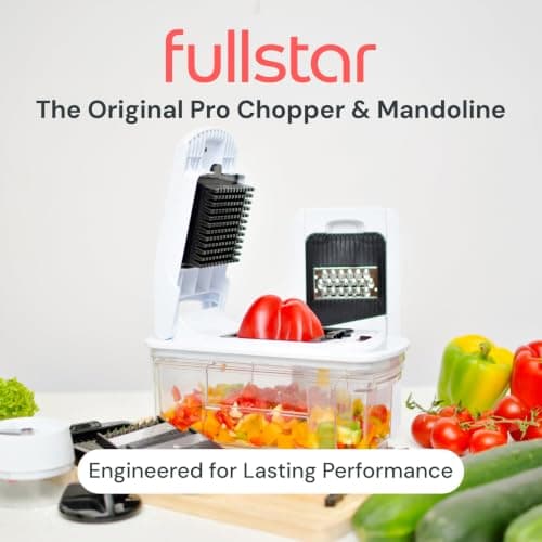 Fullstar Vegetable Chopper & Mandoline Slicer - Julienne Cutter Dicer Grater for Food Veggie Onion Cucumber Tomato Salad Potato Cheese - Kitchen Essentials & Gadgets (PRO XL 6-in-1, Black)