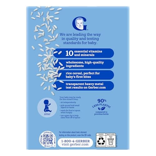 GERBER CEREAL FOR BABY Infant Dry Cereal Rice 1ST FOODS Non GMO Rice 5x8oz — view 9