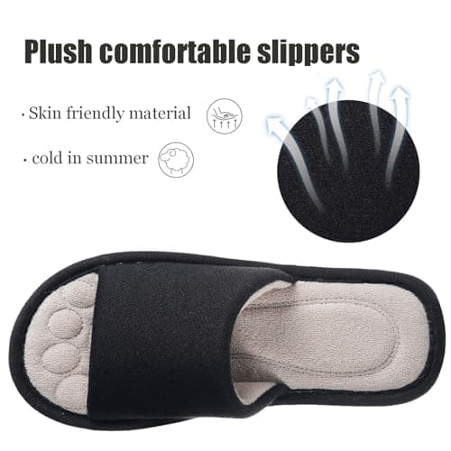 Dokela Mens Open Toe House Slippers Breathable Slip-on Indoor Slippers with Memory Foam Soft Machine Washable Bedroom Home Shoes — view 2