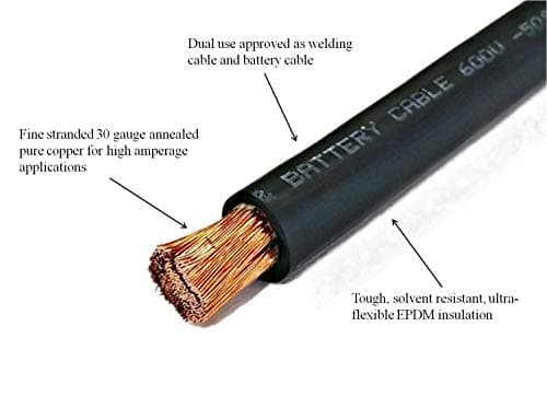 WNI 6 Gauge 20 Feet Black 20 Feet Red 6 AWG Ultra Flexible Welding Battery Copper Cable Wire - Made in The USA - Car, Inverter, RV, Solar — view 3