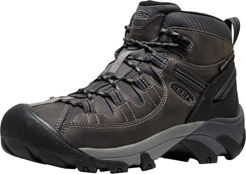KEEN Men's Targhee 2 Mid Height Waterproof Hiking Boots, Steel Grey/Black, 9.5