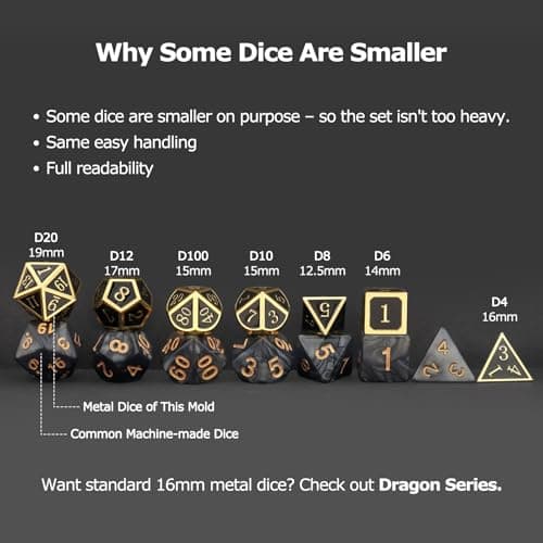 Haxtec Glow in The Dark Metal Dice Set Glowing Blue Silver W/ Dragon Dice Bag 7 Die D&D Dice Set for Dungeons and Dragons RPG Games-Silver Glowing Blue — view 5
