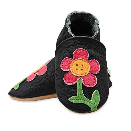 iEvolve Baby Shoes Baby Toddler Soft Sole Prewalker Baby First Walking Shoes Crib Shoes Baby Moccasins(Black Flower, 12-18 Months) — view 2