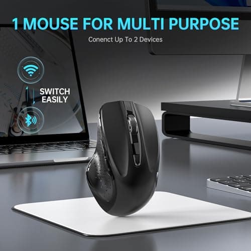 Qullqian Rechargeable Bluetooth Wireless Mouse for MacBook air/MacBook pro/Tablet/Mac/Laptop/Apple/pc/, Silent Slim Use Bluetooth 5.2/3.0 and 2.4GHz USB Type-C Receive — view 3