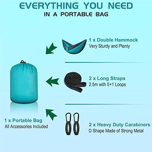 Camping Hammock Portable Nylon Hammocks with Tree Straps Single Lightweigtht Hammock Swing for Outdoors, Backpacking, Camping, Travel, Beach, Garden, Breathable & Quick Drying Parachute — view 4