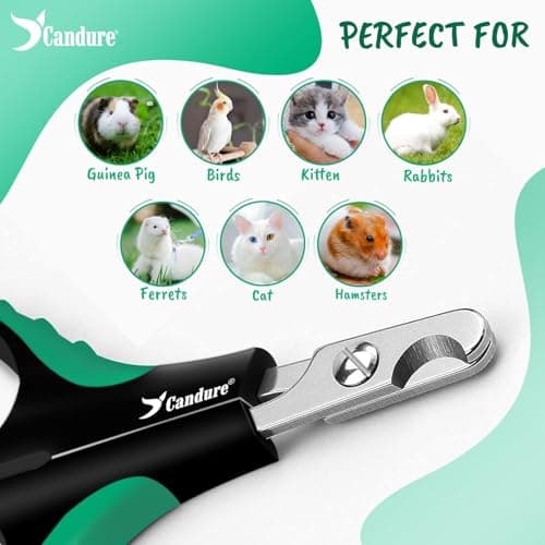 Candure Cat Nail Clippers Stainless Steel Cat Claw Trimmers for Rabbits,Guinea Pigs, Birds, Puppies, Kittens and Small Animals- Pet Nail Clippers for Professional and Home Use (Black) — view 4