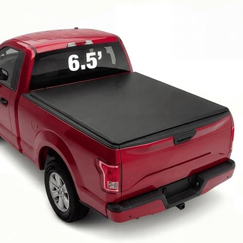 TRUXEN Soft Roll-Up Truck Bed Tonneau Cover for Ford F-150 2015-2026 6.5'(78.9") Bed Accessories, Waterproof Snowproof Roll Up Bed Cover with Reinforced Support Bars, No-Drill Pickup Truck Cover