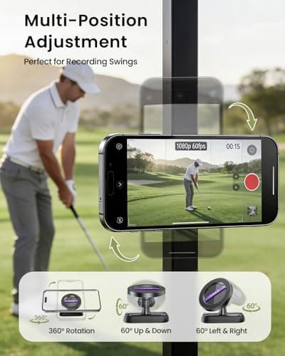 LOXP Upgraded Golf Cart Phone Holder, [Strong Magnetic] Golf Gifts for Men Him Golfers dad, 2026 Golf Cart Accessories Compatible with MagSafe iPhone 17-12 for Club Car, EZGO, Yamaha — view 2