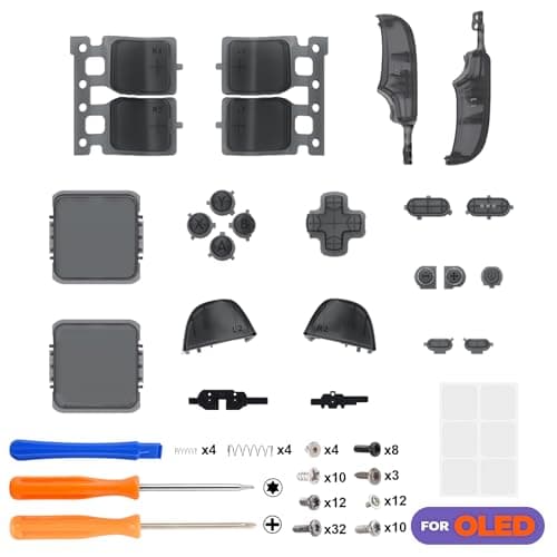 eXtremeRate Replacement Full Set Buttons for Steam Deck OLED Handheld Console, Clear Slate Black DIY Custom ABXY D-pad Trackpad Bumpers Triggers Buttons with Tools for Steam Deck OLED Console
