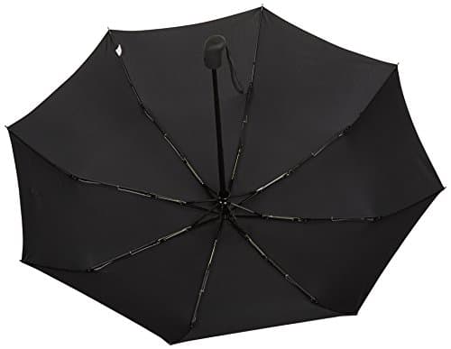 Amazon Basics Round Travel Umbrella for Rain, Compact Umbrella with Auto Open/Close, Strong Alloy Steel Frame, Compact Size for Backpacks/Handbags (11" Long When Closed), One Size, Black — view 5