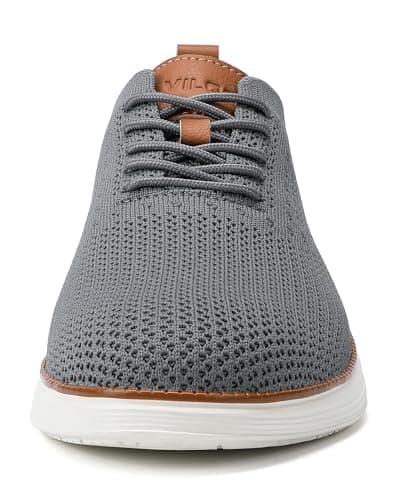 VILOCY Men's Casual Dress Sneakers Oxfords Business Mesh Breathable Walking Shoes Tennis Comfortable Fashion Office EU43 Grey — view 4