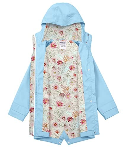 SOLOCOTE Kids Rain Jacket Hooded Lined Rubber RainCoats for Girls Boys Waterproof Windproof, 180806 Light Blue 9-10Y — view 2