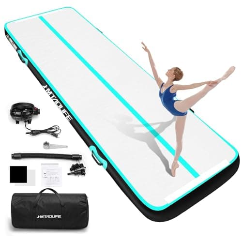 HMTAOLIFE Inflatable Gymnastics Air Mat Tumbling Track, 6.6/10/13/16/20ft Tumbling Mat Air Tumbling Track for Kids, Air Training Mat with Air Pump for Home/Water Fun/Gym/Yoga/Training/Cheerleading