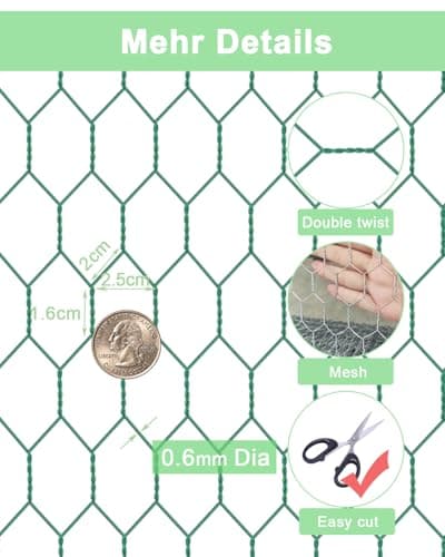 vensovo Green Chicken Wire Mesh - 13.7"×236" Garden Animal Barrier Fence, 1 inch Mesh Fence for Pet,Rabbit,Poultry — view 2