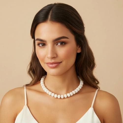 LILIE&WHITE Mothers Day Gifts for Mom Daughter White Resin Chunky Beaded Necklace for Women Minimalistic Beaded Choker Necklace Modern Statement Necklace Jewelry Accessories — view 2