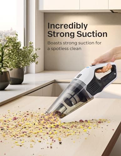 Handheld Vacuum Cleaner, Powerful Suction Portable Lightweight Hand Held Vacuum Cordless with 25-30Mins Long Runtime Rechargeable Battery Quick Charge for Home, Car, Carpet Stairs, Pet Hair Cleaning