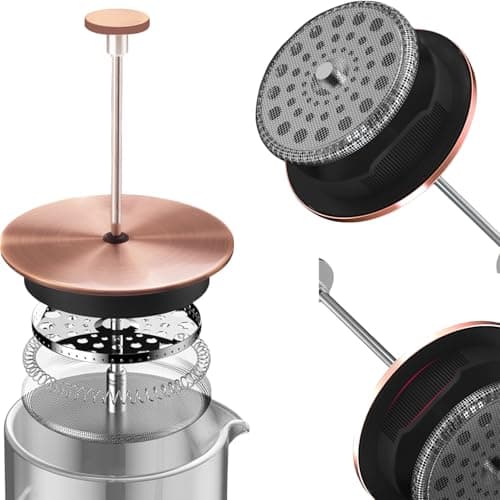 ADAMITA French Press Coffee Maker 8 cups 34 oz 304 Stainless Steel Coffee Press with 4 Filter Screens, Easy Clean Heat Resistant Borosilicate Glass - Free 100% BPA… (Candy Sparkle-AYUTYT, 34 oz) — view 4