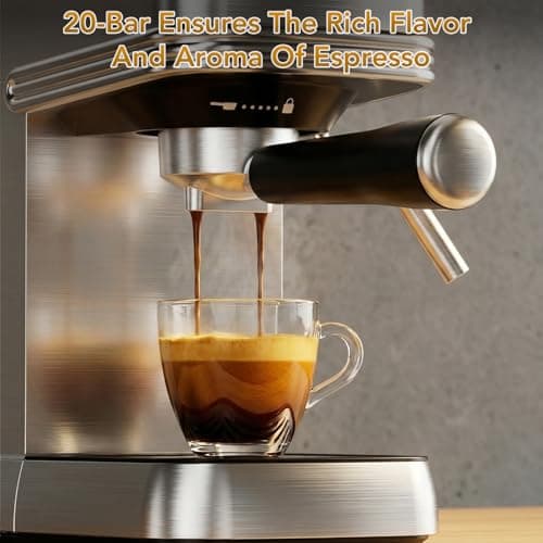 COWSAR 20 Bar Espresso Machine, Compact Espresso Maker with Steam Milk Frother, Stainless Steel Coffee Machine with 45oz Removable Water Tank, for Cappuccino,Latte&Cold Brew Home&Office — view 3