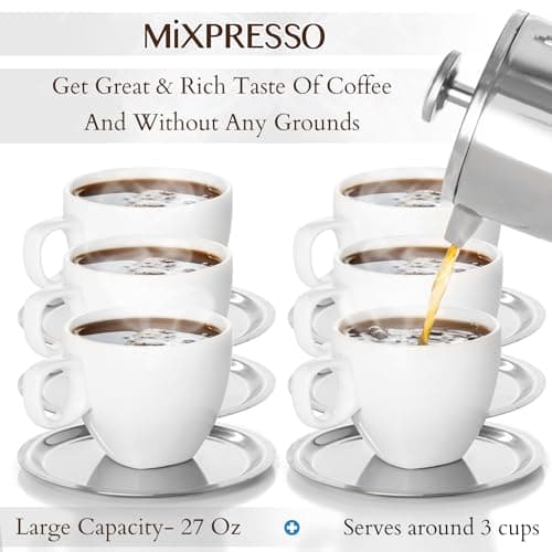 Mixpresso Stainless Steel French Press Coffee Maker 26 Oz 770 ml, Double Wall Insulated French Press Stainless Steel, Easy Clean Tea Brewer, Easy Press Durable Metal Coffee Press — view 6