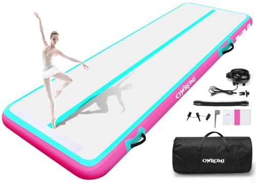 Tumble Track Mats for Gymnastics, Kids Air Gymnastics Mats for Tumbling Thick Inflatable Gymnastics Tumbling Track Mat 6.6/10/13/16.4/20ft Training Tumbling Mat with Electric Pump for Home/Water Fun