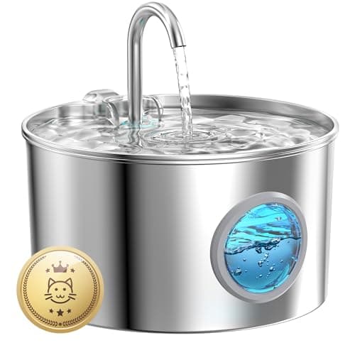 Cat Water Fountain Stainless Steel: Cat Fountain - 74oz/2.2L Water Fountains for Cats - Cats Drinking Waterer Fountains - Automatic Pet Waters Dispenser - Dog Bowl - for Pets& Small Animals