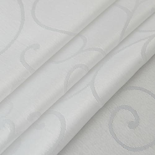 Marina Decoration Home Decor Jacquard Waterproof Thick Elegant Soft Premium Solid Damask Scroll Decorative Kitchen Table Cloth Liquid Repellent Stain Resistant Tablecloth, White Color Round 70 Inch — view 5