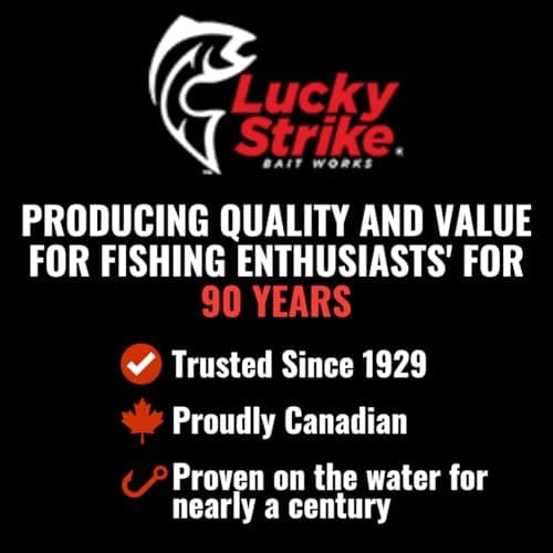 LUCKY STRIKE | Devil Bait Spoon Fishing Lure for Bass, Northern Pike, Panfish, Salmon, Triple Sharp Hooks,Alloy Steel Made in Canada (Size 1.5, Yellow Red Diamond Nickel) — view 7