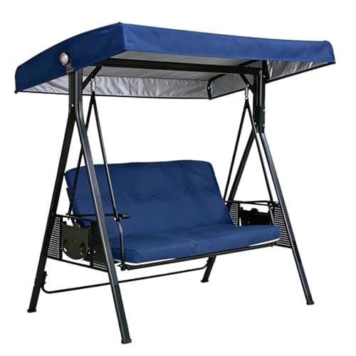 75 inch Replacement Canopy for Swing Seat 2 3 Seater, Patio Swing Canopy Replacement, Sunscreen Hammock Cover Top Garden Outdoor, Waterproof Patio Swing Canopy Top Cover, Beige (Blue-75x47'')
