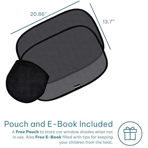 Enovoe 2 Pack Car Window Shades for Baby - 21"x14" Sun Shade Blocker, Cling - Glare Shield and UV Rays Protection for Your Child - Side Window Screens for SUV- Mesh Windows Shades for Cars