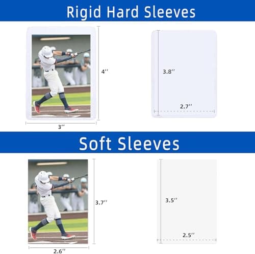 400 Pack Card Sleeves Hard Plastic, Arjiekwei 3"X4" Baseball Cards Protectors Plastic, Premium Card Holder for Trading Sports Baseball Football Game Cards (200 Rigid + 200 Clear) — view 3