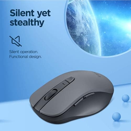 Lenovo WL310 Bluetooth Silent Mouse, Ergonomic, Adjustable DPI, Silent Clicks, Bluetooth 5.0, Portable for Windows, Mac, and Chromebook, Grey — view 2
