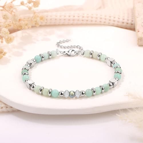 JoycuFF Mom Gifts, Christmas Birthday Gifts for Mom from Daughter Son, Valentines Mothers Day Ideas Present for Mother Mama Amazonite Moonstone Bracelets for Women — view 3