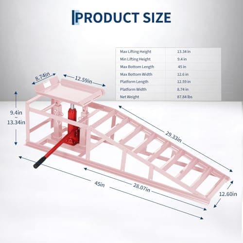 2 Pack Hydraulic Car Ramps for Oil Changes - 11,000 Lbs Capacity Heavy Duty Truck Ramps & SUV Ramps - Low Profile Car Lift with Adjustable Height 9.4" to 13.34" - Durable Steel Vehicle Service Ramps — view 7