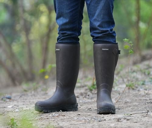 TerraTrax Men's Winter Rubber Boots & Heavy Duty Work Boot, Waterproof Insulated Muck Rain Boots for Snow, Farm, Hunting & Ice Fishing (Sub-Zero Cold Rated), Wellington Black 10 — view 2
