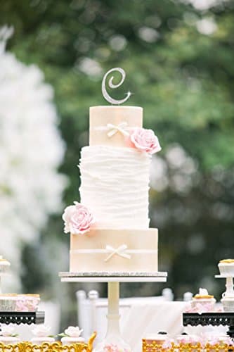 LOVENJOY Gift-Boxed Letter C Wedding Cake Topper Rhinestone Initial Cake Decorations, Wedding Gift Ideas for Bride Groom, 3.3" — view 3