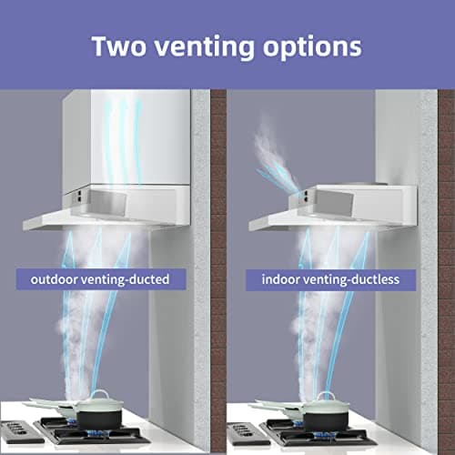 FIREGAS 30 Inch Under Cabinet Range Hood, 300 CFM Powerful & 45dB Quiet Vent Hood, Slim Stainless Steel Stove Hood for Kitchen & Apartments, 2-Speed Exhaust Fan, Ducted/Ductless Convertible — view 3