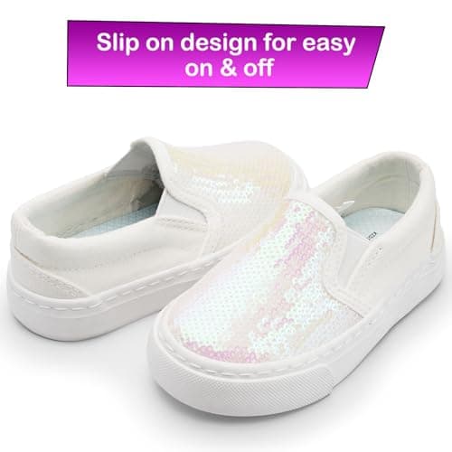 Harvest Land Toddler Slip-On Canvas Sneakers for Girls and Boys, Casual Kids Shoes - Lightweight, Breathable Glitter/White Size US12 — view 7