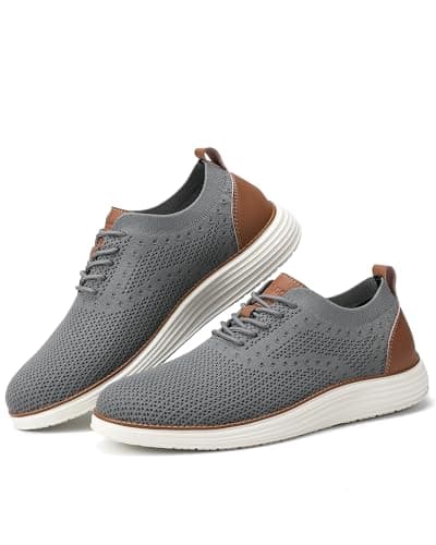 VILOCY Men's Casual Dress Sneakers Oxfords Business Mesh Breathable Walking Shoes Tennis Comfortable Fashion Office EU43 Grey — view 2