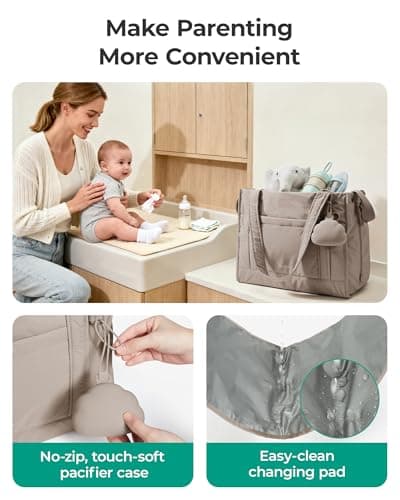 BAGSMART Diaper Bag Tote Puffer Tote Bag Lightweight Baby Bag with Insulated Pockets, Pacifier Case Stylish Multifunctional Hospital Bag for Labor and Delivery,Travel,Work — view 4