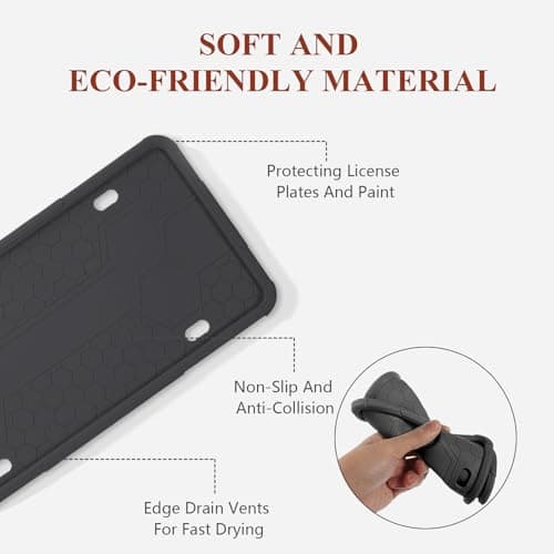 RJUP License Plate Frame 2 Pack Black, Universal Silicone License Plate Holder for Cars, SUVs, Vans, Rustproof & Weatherproof, Anti-Scratch License Plate Protector, Easy Installation for Men & Women — view 5